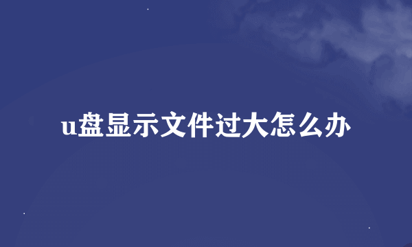 u盘显示文件过大怎么办