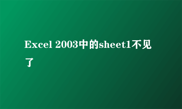 Excel 2003中的sheet1不见了