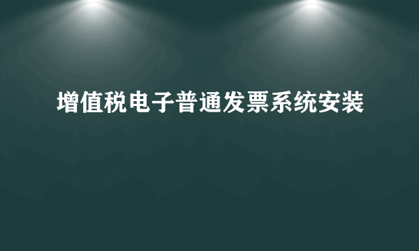 增值税电子普通发票系统安装