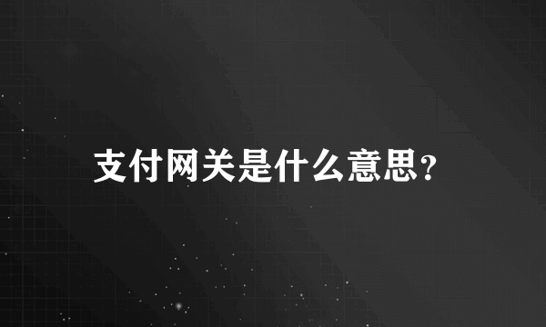 支付网关是什么意思？