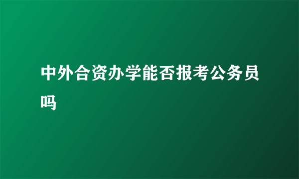 中外合资办学能否报考公务员吗