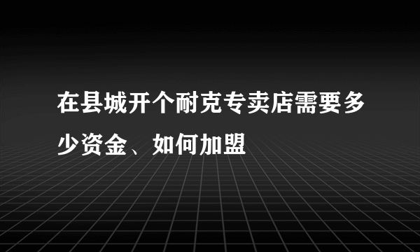 在县城开个耐克专卖店需要多少资金、如何加盟