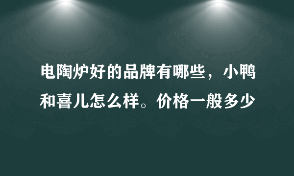 电陶炉好的品牌有哪些，小鸭和喜儿怎么样。价格一般多少