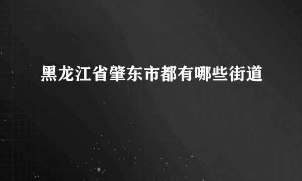 黑龙江省肇东市都有哪些街道