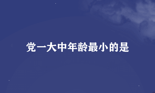 党一大中年龄最小的是