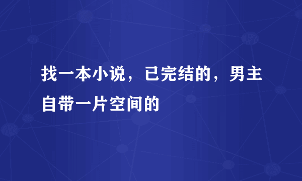 找一本小说，已完结的，男主自带一片空间的