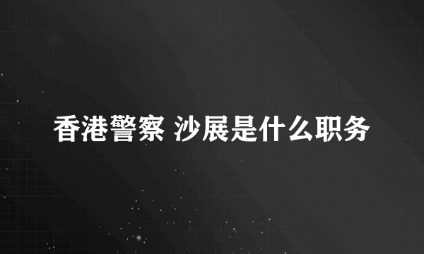 香港警察 沙展是什么职务