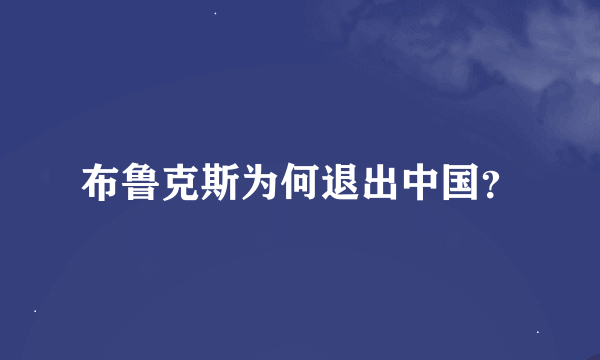 布鲁克斯为何退出中国？