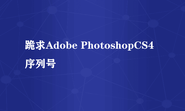 跪求Adobe PhotoshopCS4 序列号