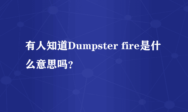 有人知道Dumpster fire是什么意思吗？