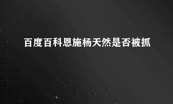 百度百科恩施杨天然是否被抓