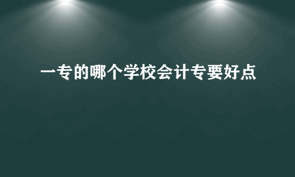 一专的哪个学校会计专要好点