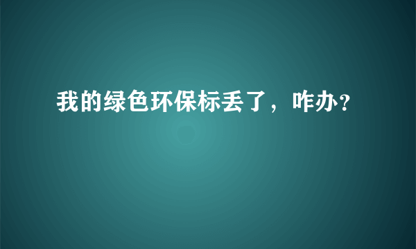 我的绿色环保标丢了，咋办？