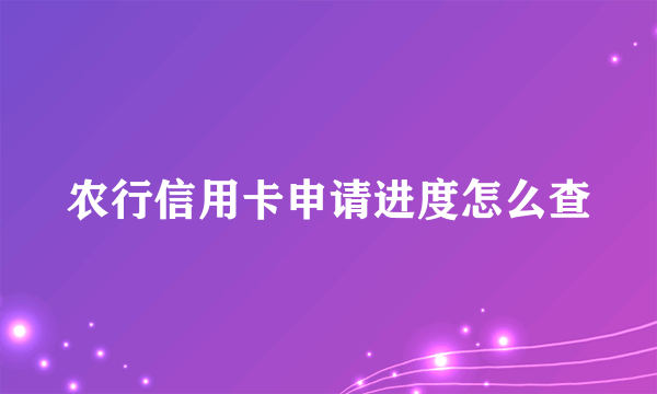 农行信用卡申请进度怎么查