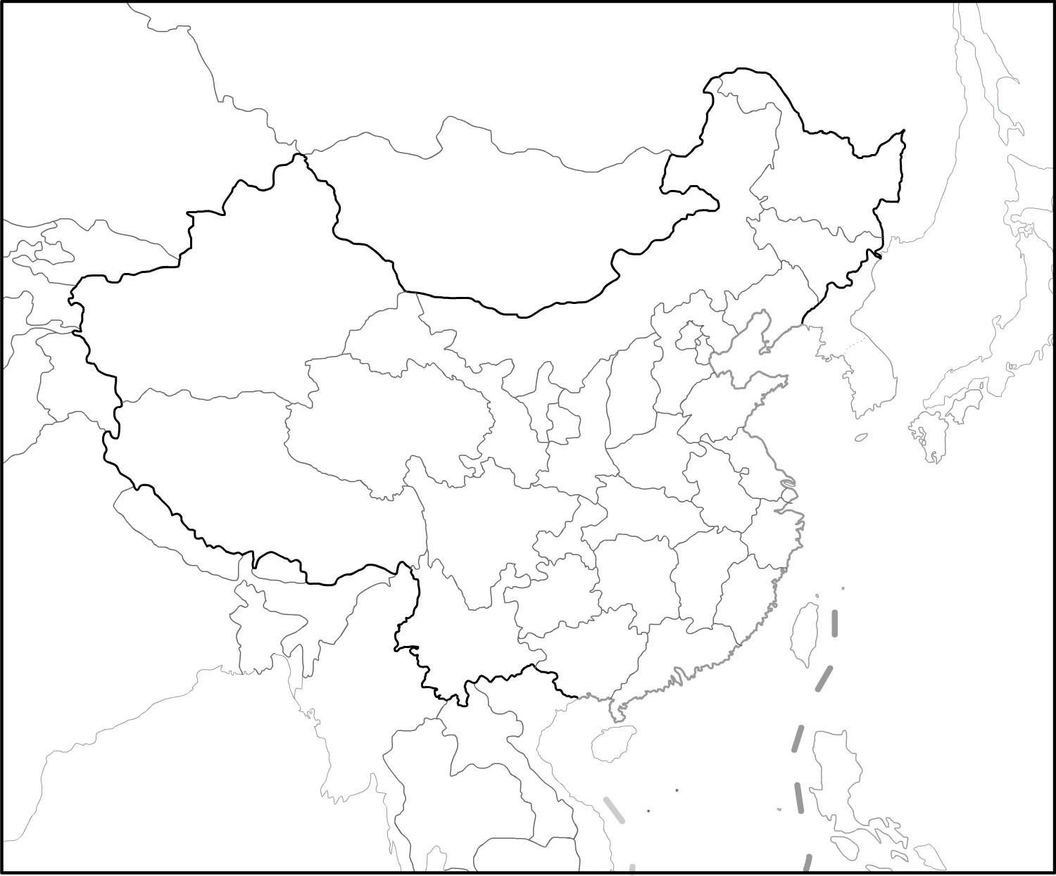 高中地理要求 中国疆域大致轮廓图