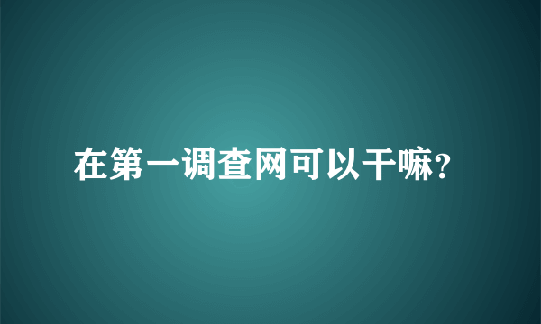 在第一调查网可以干嘛？