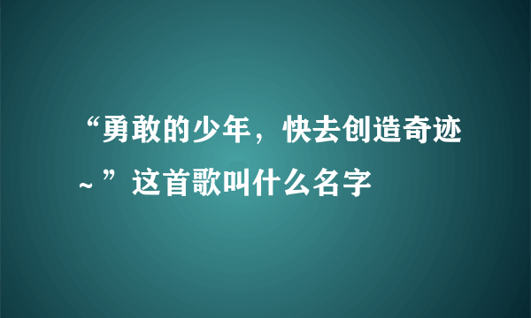 “勇敢的少年，快去创造奇迹～”这首歌叫什么名字