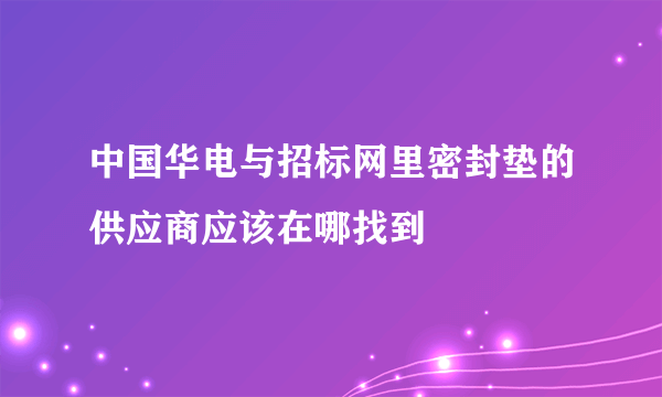 中国华电与招标网里密封垫的供应商应该在哪找到