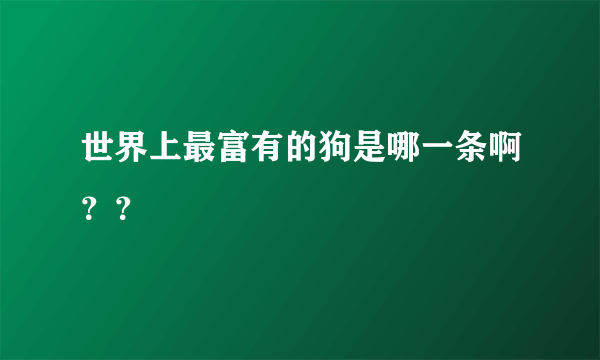 世界上最富有的狗是哪一条啊？？