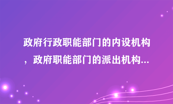 政府行政职能部门的内设机构，政府职能部门的派出机构，有什么区别？