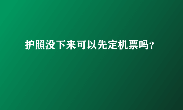 护照没下来可以先定机票吗？