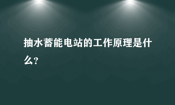 抽水蓄能电站的工作原理是什么？