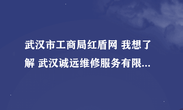 武汉市工商局红盾网 我想了解 武汉诚远维修服务有限责任公司