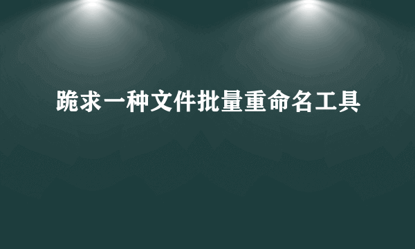 跪求一种文件批量重命名工具