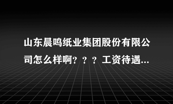 山东晨鸣纸业集团股份有限公司怎么样啊？？？工资待遇好吗？谁在那里干啊我们聊聊。