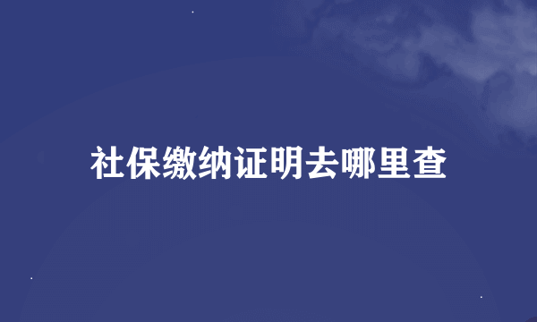 社保缴纳证明去哪里查