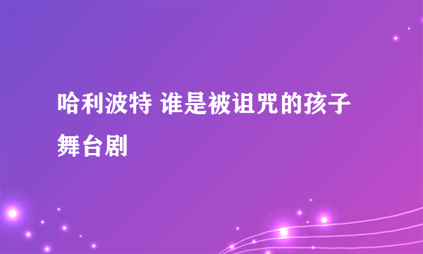 哈利波特 谁是被诅咒的孩子 舞台剧