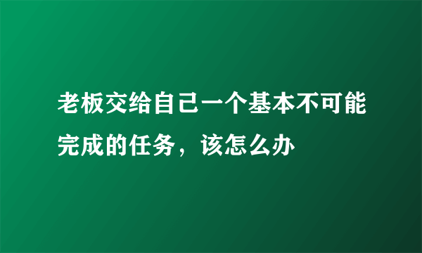 老板交给自己一个基本不可能完成的任务，该怎么办