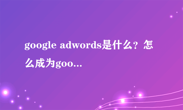 google adwords是什么？怎么成为google adwords