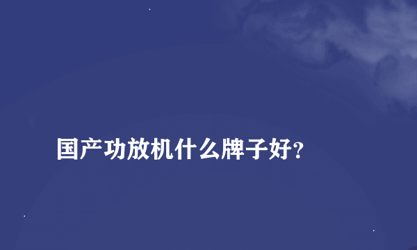 
国产功放机什么牌子好？
