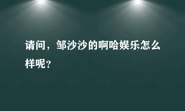 请问，邹沙沙的啊哈娱乐怎么样呢？