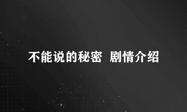 不能说的秘密  剧情介绍