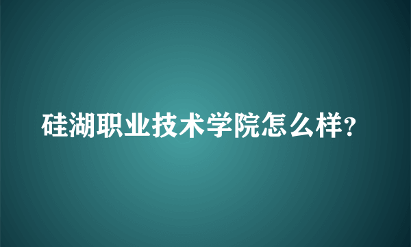 硅湖职业技术学院怎么样？