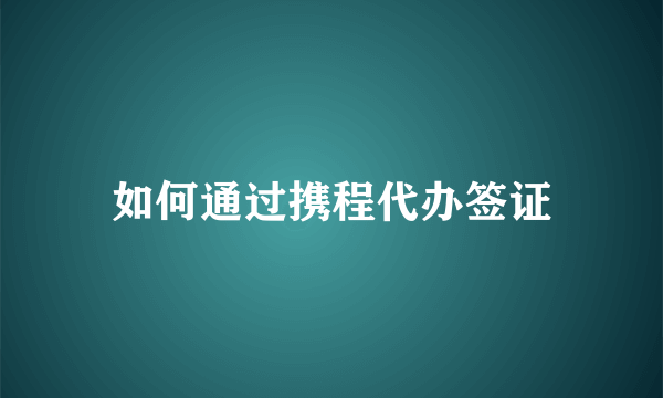 如何通过携程代办签证