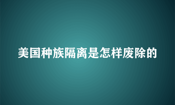 美国种族隔离是怎样废除的