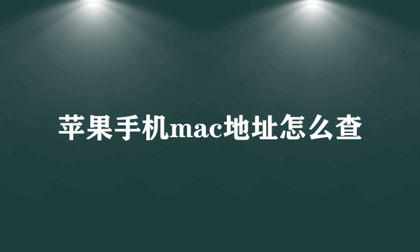 苹果手机mac地址怎么查