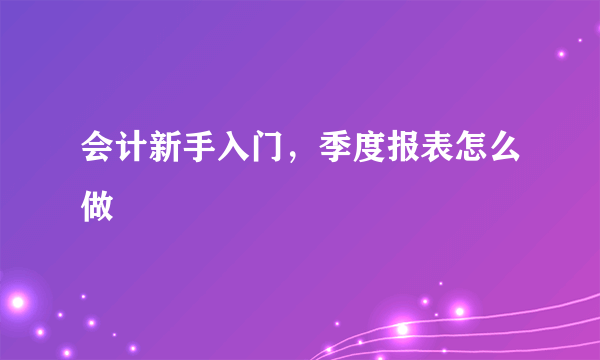 会计新手入门，季度报表怎么做