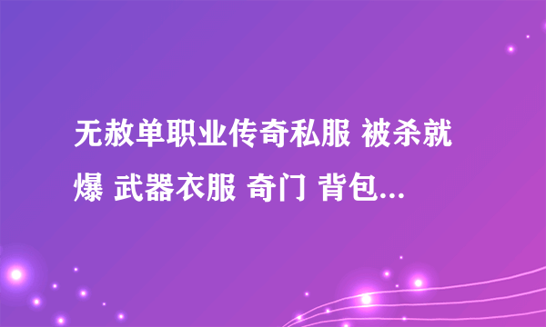 无赦单职业传奇私服 被杀就爆 武器衣服 奇门 背包 谁知道是什么挂