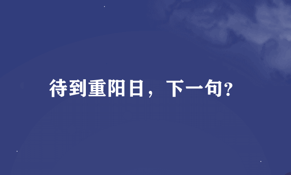 待到重阳日，下一句？