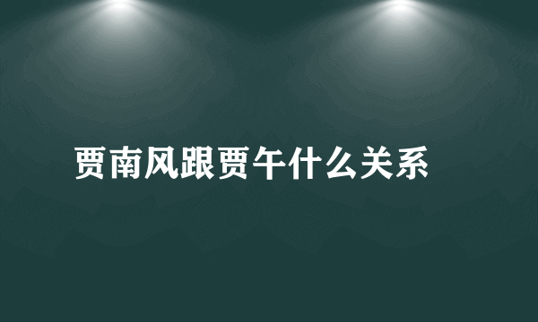 贾南风跟贾午什么关系﹖