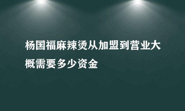 杨国福麻辣烫从加盟到营业大概需要多少资金