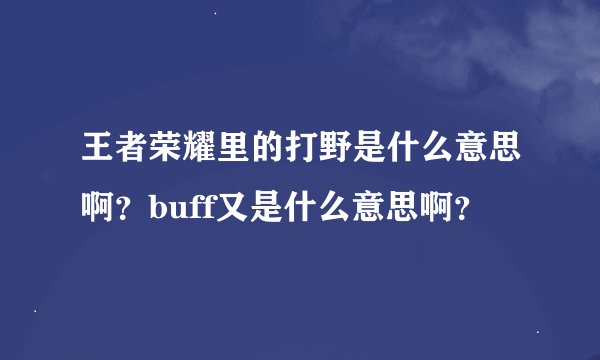 王者荣耀里的打野是什么意思啊？buff又是什么意思啊？