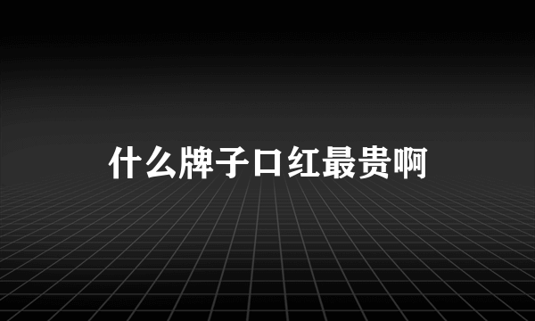 什么牌子口红最贵啊