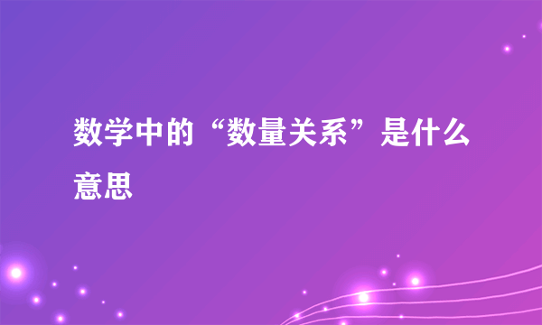 数学中的“数量关系”是什么意思