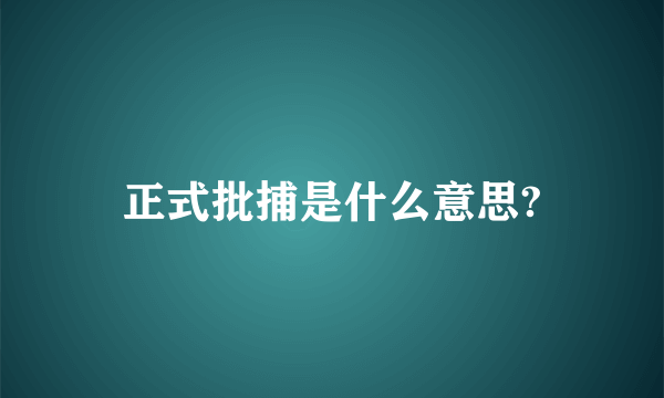 正式批捕是什么意思?