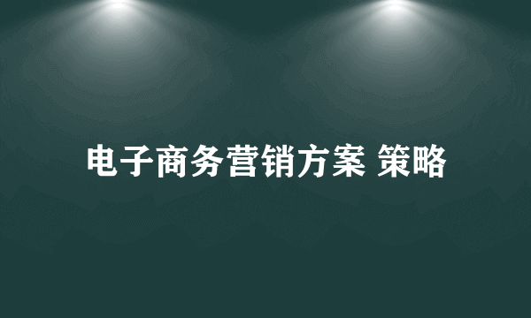 电子商务营销方案 策略